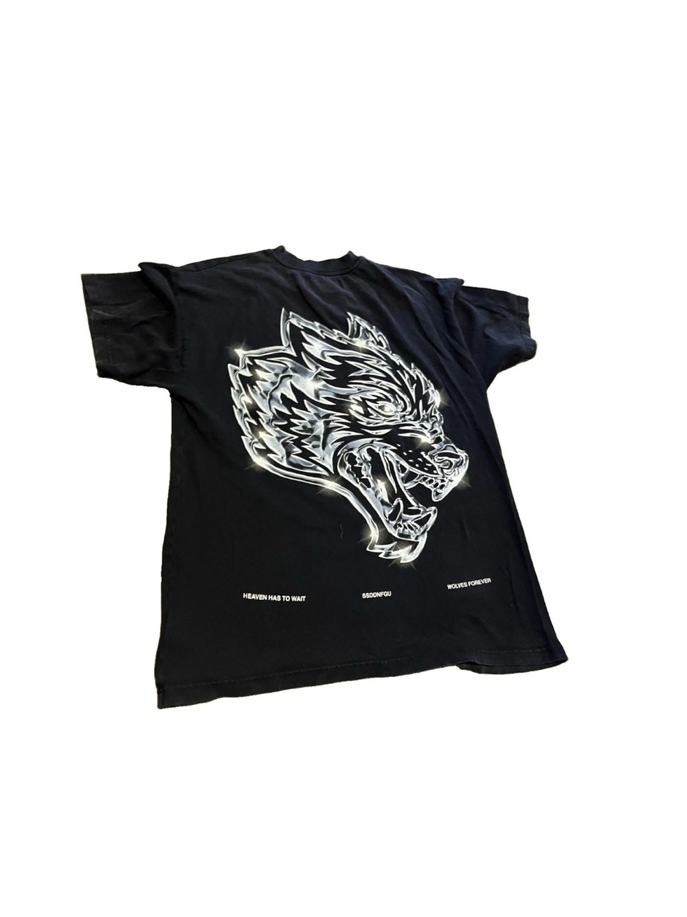 Darc Sport Wolf Men Oversized Xs Medium Black Short Sleeve Wolf Graphic T-Shirt
